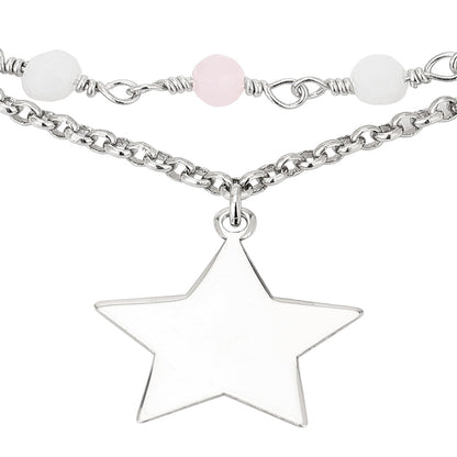 Women Silver-Toned &amp; White Brass Rhodium-Plated Charm Braceletfjb3811