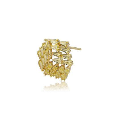 Carlton London Premium Jwlry-Gold Toned Cz Studded Gold-Plated Contemporary Handcrafted Studs Earrings Fje4129