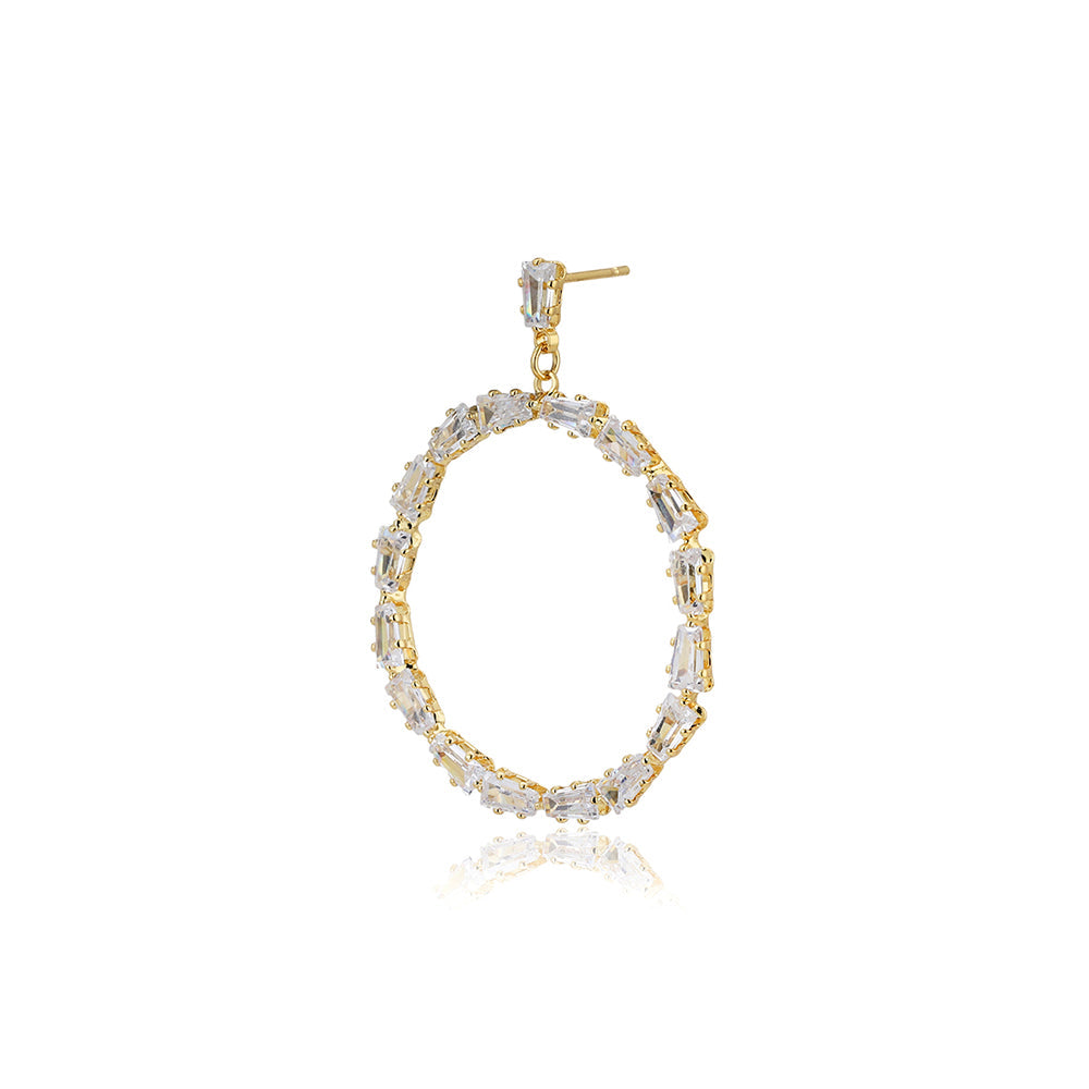 Carlton London Premium Jwlry-Gold Toned Cz Studded Gold-Plated Circular Handcrafted Drop Earrings Fje4138