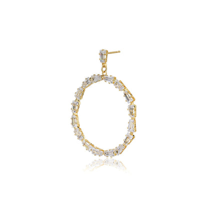 Carlton London Premium Jwlry-Gold Toned Cz Studded Gold-Plated Circular Handcrafted Drop Earrings Fje4138
